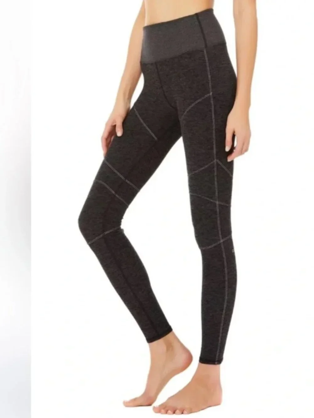 ALO Yoga High-Waist Alosoft Revel Legging Dark Grey Heather Ribbed Size Small